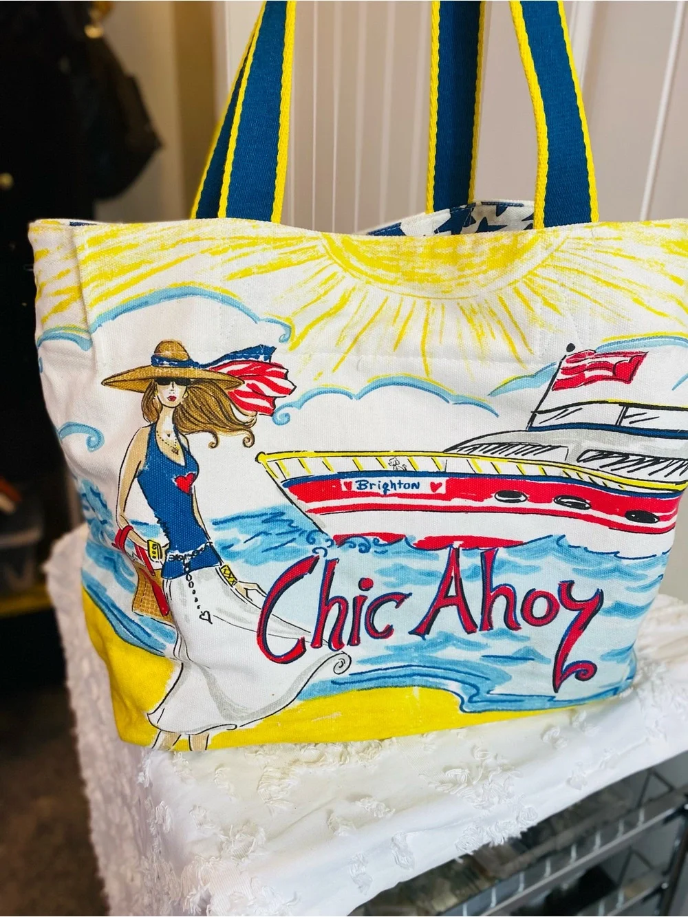 Brighton Beach Illustrated Canvas Tote Bag in Multi-Color - Picture 6 of 16